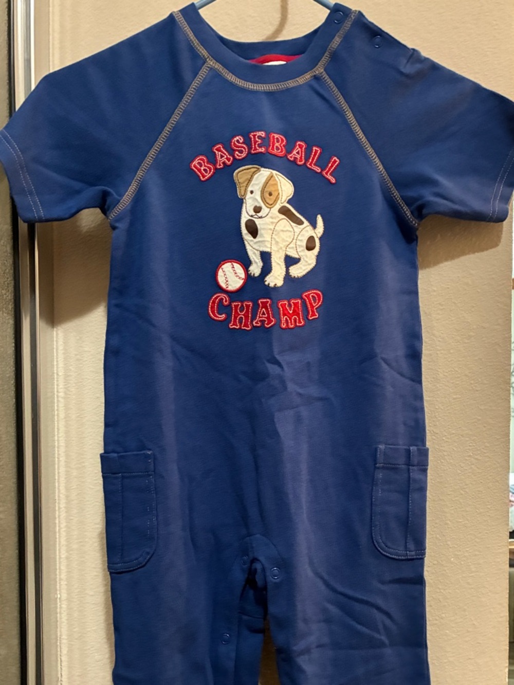 Gymboree Royal Blue 'Baseball Champ' Puppy Romper